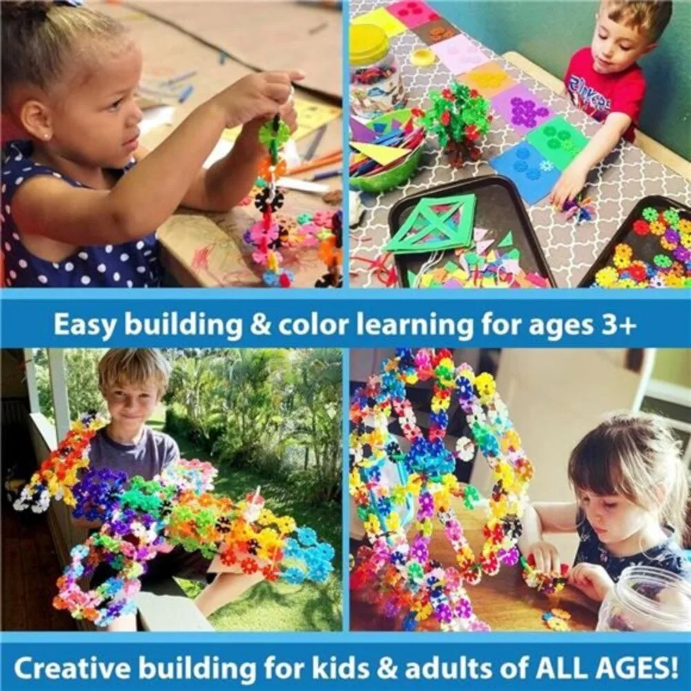 Kids 500 Piece Set, Ages 3+ Interlocking Plastic Disc Toys for Creative Building